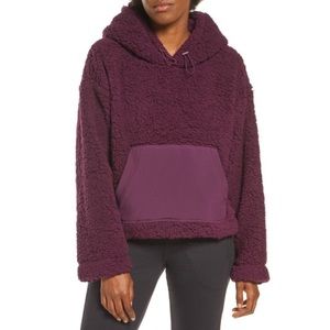 Zella Cassie Faux Shearling Hoodie In Purple Size XS